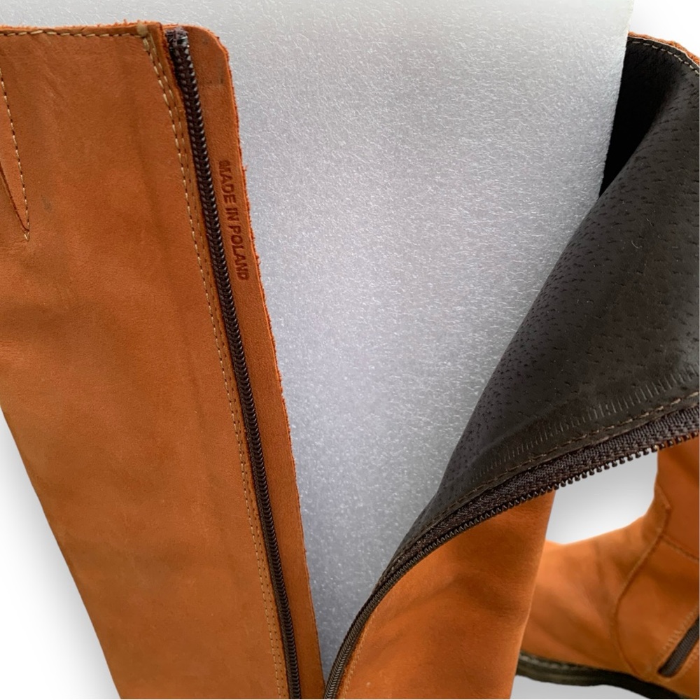 V Italia European Leather Tan Tall Knee High Fall Winter Cargo Combat Boots - Picture 11 of 13